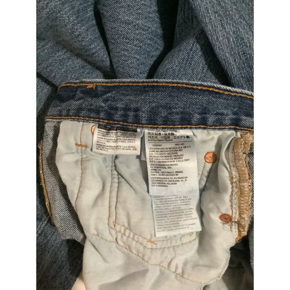 Levis 501 Original Fit Jeans Button Fly W32 L30 Classic Blue Denim - Picture 2 of 7